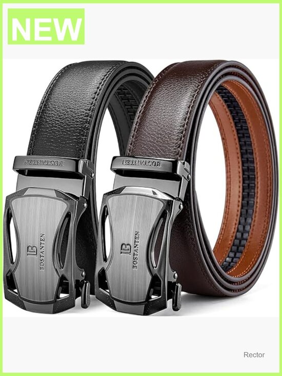 Sendefn Ratchet Belt for Men Leather Belt Gift Set  Ratchet Leather Belt 2 Pack Trim to Fit Adjustable Buckle Dress Casual